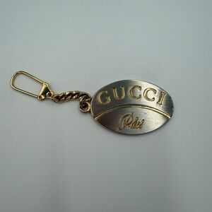 Vintage Gold and Silver Gucci Plus Oval bag charm, key ring,or pendant